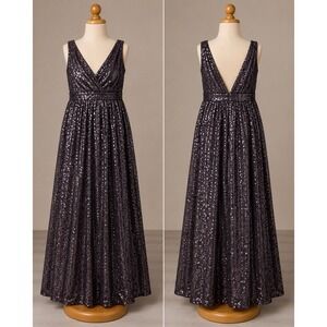 Miss Mint Always & Forever Plum Sequin Formal Gown Maxi Dress Women's Size 8‎